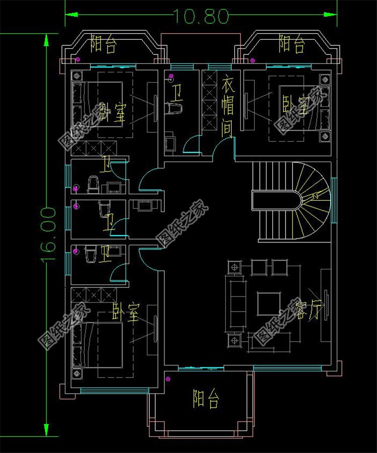 農(nóng)村建四層別墅圖二層