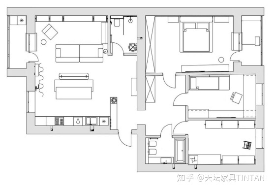 70㎡小戶型營造高級感，現(xiàn)代簡約兩居室家裝案例分享